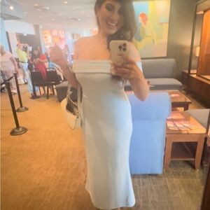 Elegant Off-Shoulder Baby Blue Dress